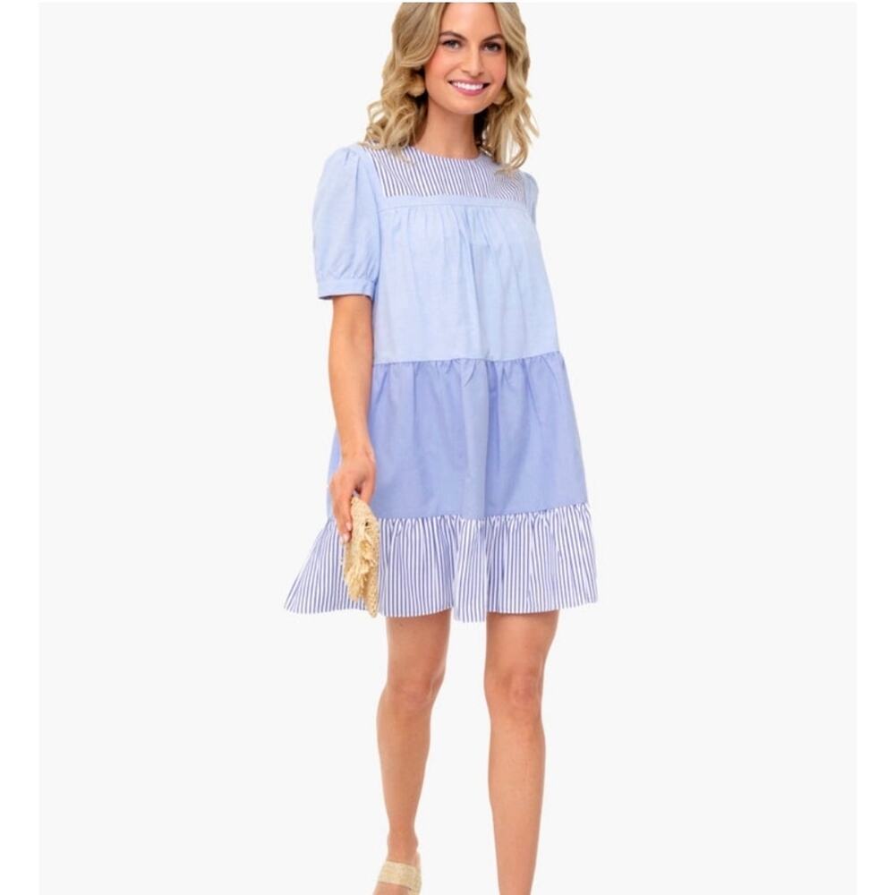 Tuckernuck Pomander Place Blue Striped Chambray Quinn Dress size Medium‎